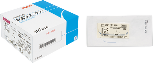にこ ネスコスーチャー滅菌針付ナイロン製縫合糸,16mm逆角針片針,4-0,青