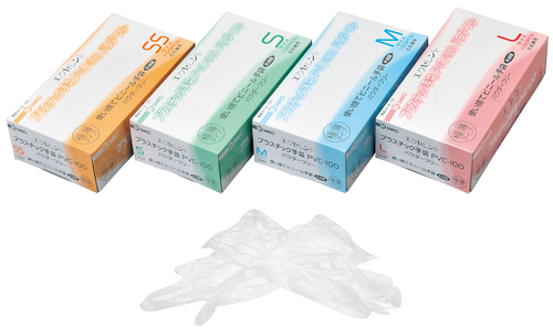 エクセレント プラスチック手袋 PVC-100,SS,パウダーフリー | 村中医療