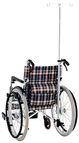 車いす用後方ガートル架(鉄一本物)セット,受金具付,取付パイプφ19