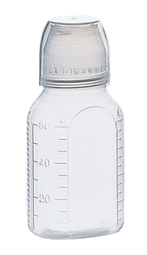 ケーエム PP投薬瓶C型,コップ付,30ml,滅菌,本体白,キャップ白 | 村中